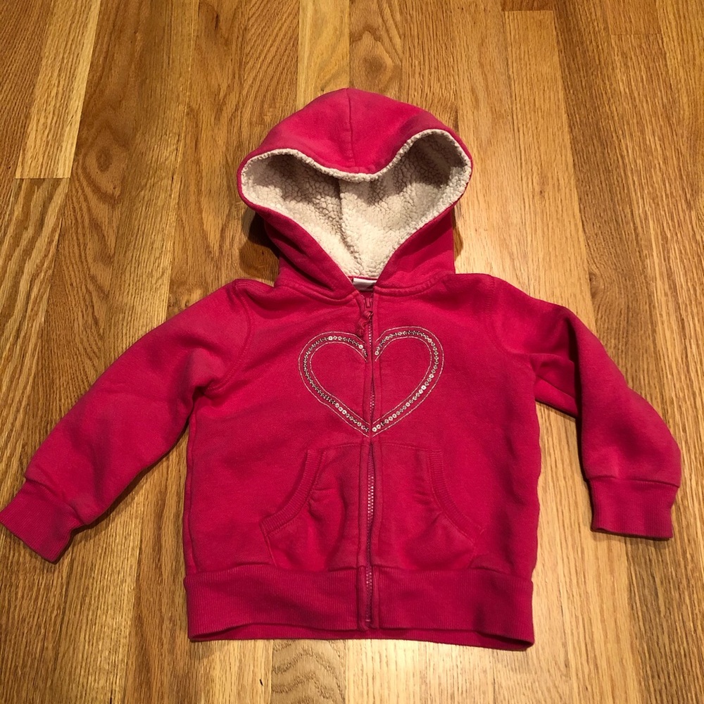 Sonoma Hooded Sweatshirt - 2T - Pink Silver Heart Hoodie